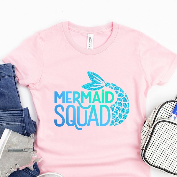 Mermaid Squad Shirt, Mermaid Party T-Shirt, Mermaid Birthday T Shirt, Sister Squad, Mermaid Lover Shirts, Girls Mermaid Tee, Funny Squad Tee