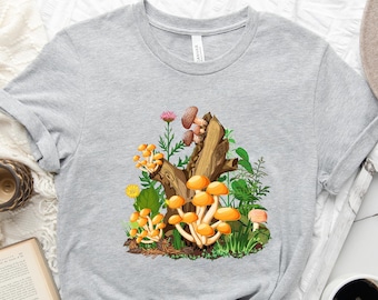 Mushroom Illustration Art Shirt: Vintage Botanical Hippie Tee