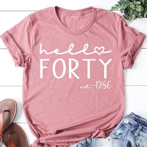 Hello Forty Shirt: 40th Birthday Tee, 1986 Edition Bday Party Gift