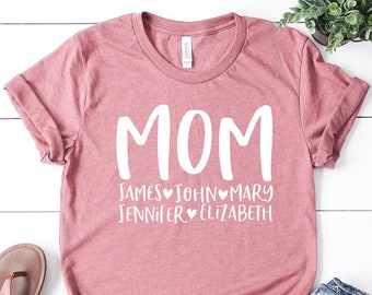 Personalized Mom T-Shirt – Custom Kids Names, Mother's Day Gift