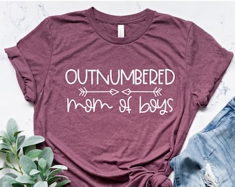 Outnumbered Mom of Boys T-Shirt: Funny Boy Mom Unisex Tee