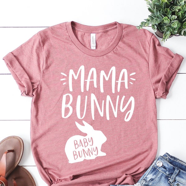 Mama Bunny Baby Bunny Shirt, Mama Bunny Baby Shirt, Easter Outfit, Easter Mom Shirt, Mama Bunny Tee, Pregnancy Announcement Easter