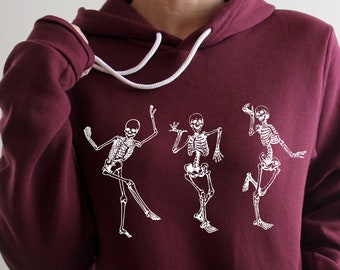 Dancing Skeleton Halloween Hoodie - Bella Canvas Oversized Sweatshirt