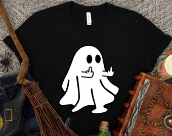 Funny Ghost Middle Finger Shirt - Sarcastic Halloween Tee