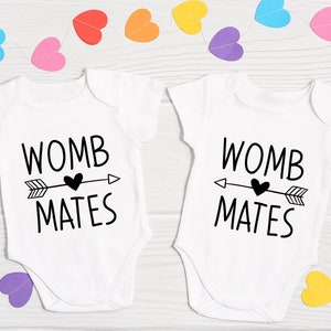 Twin Baby Onesie Set: Womb Mates, Funny Bodysuit