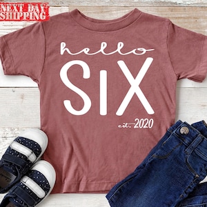 Hello Six Birthday Shirt, 6th Birthday Party Gift Tee