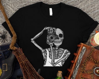 Photographer Shirt, Photography Shirt, Skeleton Photographer Tee, Funny Photographer Tee, Photographer Long Sleeve Tshirt, Photographer Gift