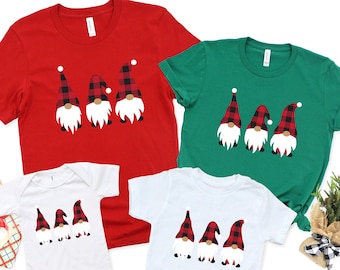 Christmas Gnomes Shirt, Buffalo Plaid Merry Christmas Gnomes Shirt, Christmas Shirt For Family, Christmas Family Matching Shirt,Holiday Gift