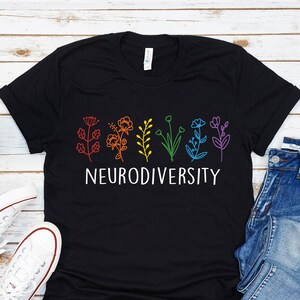 Autism Awareness Shirt, Neurodiversity Shirt, Autistic Pride Shirt, Autism Mom Tee, Autism Shirt,Rainbow Neurodiversity Shirt,Flower Graphic