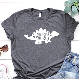 Personalized Grandma Saurus T-Shirt, Grandma Meme Mama Dinosaur Shirt, Grandma Shirt,Grandma Stegosaurus Shirt,Grandmasaurus Long Sleeve Tee