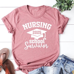 Nursing School Survivor, Nurse Graduation Shirt, Nursing Student Tee, Nurse Gift, Nursing Student Tee, Graduation Gift,Nurse Long Sleeve Tee