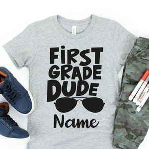 Custom First Grade Dude Shirt, Outfit Trendy Hipster Boy Shirt, First Day of School Raglan Shirt,Sunglasses Camo Back To School Tee for Kids