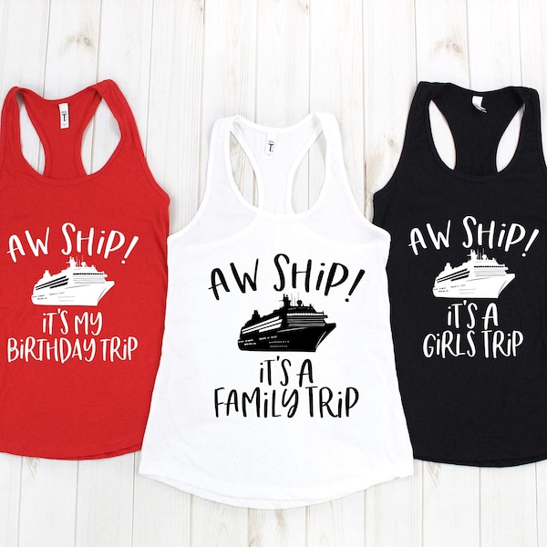 Aw Ship! It's a Family Trip Tank Top, Cruise Shirts, Family Cruise Shirts, Family Vacation Tanks, Adult Unisex Graphic Tee, Summer Matching