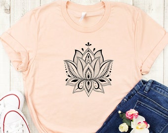 Mandala Lotus Flower Shirt: Yoga Graphic Tee