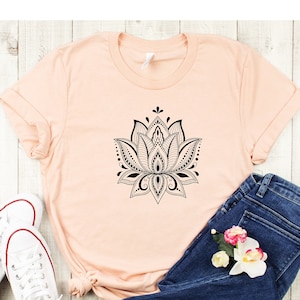 Mandala Lotus Shirt, Mandala Shirt, Lotus Shirt, Flower Shirt, Yoga Shirt, Minimalist Tee, Mandala Graphic Design, Yoga Tee, Gift for Friend