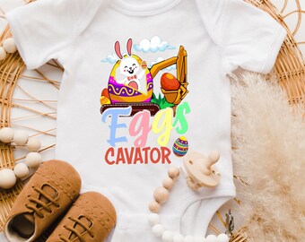 Chemise ou grenouillère raglan pour tout-petit Pâques Eggscavator