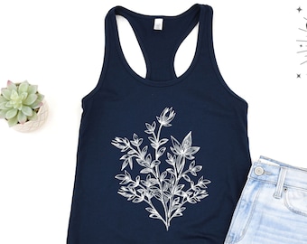 Floral Botanical Tank Top | Next Level Racerback, Women's Gift