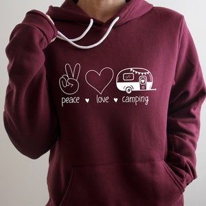Peace Love Camping Hoodie, Camping Life, Camping Hoodie, Happy Camper, Gift For Her, Camp Squad, Gift For Camper, Camper Hoodie,  Adventure