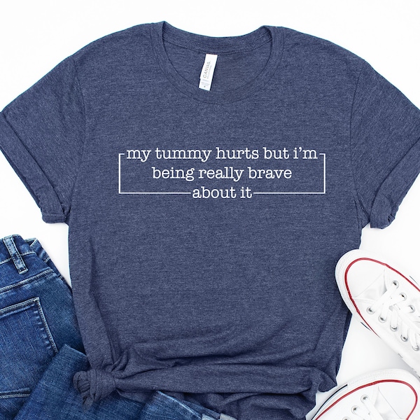 WCGXKO Make-up-Tasche Mit Spruch – ‚My Tummy Hurts But I‘m Being Really Brave‘, Canvas, 22,9x18,3 Cm