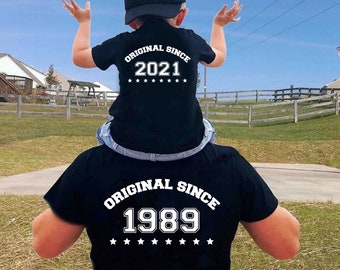 Camiseta personalizada para papá / Regalo para el día del padre / Camiseta para el día del padre / Camiseta para papá Camiseta personalizada para el año de nacimiento de papá e hijo / Camiseta a juego para papá y bebé