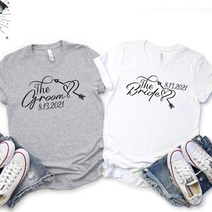 Custom Bride and Groom Shirts, Mr and Mrs, Just Married Shirt, Wife and Husband Shirt, Honeymoon Shirt, Wife And Hubs Tee, Just Married Tee