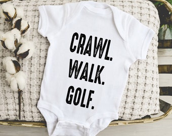 Golf Baby Onesie®, Crawl Walk Golf Baby Onesie®, Baby Shower Gift, Baby Gift, New Mom gift, Gift for Friends,  Cute Golf Lover Bodysuit