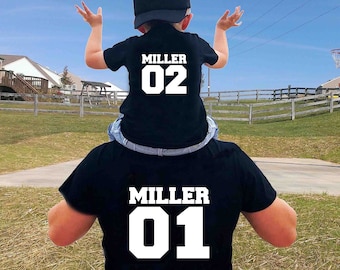 Personalized Dad Shirt | Fathers Day Gift | Fathers Day Shirt | Dad Shirt Dad & Son Personalized Last Name Shirt | Dad and Baby Matching