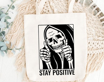Stay Positive Halloween Tote Bag: Spooky Trick-or-Treating