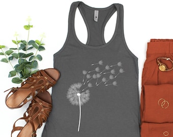 Dandelion Tank Top, Inspirational Shirt, Windflower Tee, Meditation Gift, Yoga Shirt, Boho Wind flower Shirt, Dandelion Shirt for Her, Bday