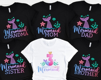 Mermaid Family Shirts, Mermaid Girl Birthday Party Mer Mom Dad Security Birthday Mermaid Sea Matching Custom Personalized Tee, Mermaid Squad