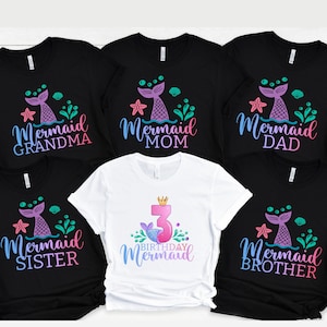 Mermaid Family Shirts, Mermaid Girl Birthday Party Mer Mom Dad Security Birthday Mermaid Sea Matching Custom Personalized Tee, Mermaid Squad