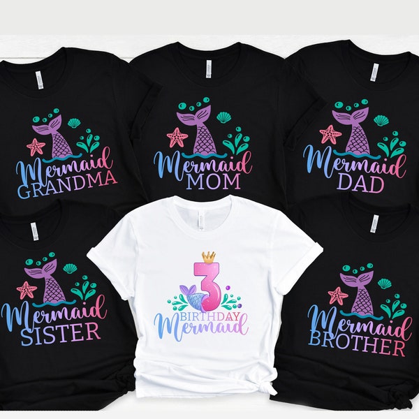 Mermaid Family Shirts, Mermaid Girl Birthday Party Mer Mom Dad Security Birthday Mermaid Sea Matching Custom Personalized Tee, Mermaid Squad