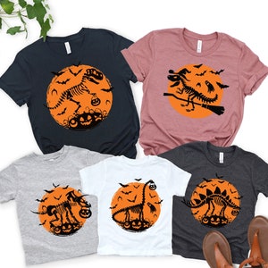 Halloween Dinosaur Skeleton Family Shirts: Matching Costume Tee