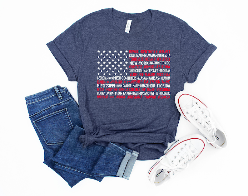 American Flag States Tee: Patriotic 4th of July T-Shirt bild 1