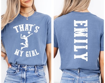 That's My Girl Volleyball Custom Name Tshirt, Comfort Colors Player Mascot Jersey Shirt, Volleyball Mom Tee, Game Day