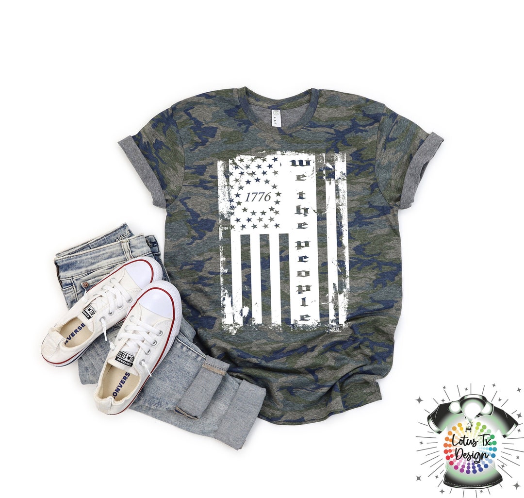 We The People US Flag Patriotic Graphic T-Shirt – 100% Cotton – 2nd Amendment American Pride Tee
