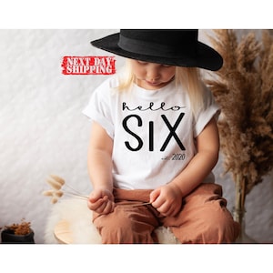 Hello Six Birthday Shirt, 6th Birthday Party Gift Tee, Youth Bday image 2