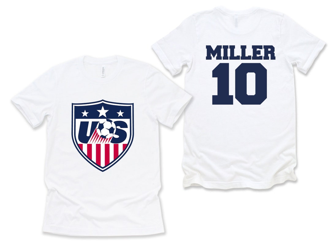Custom USA Soccer Logo Tshirt, Front and Back Qatar World Cup 2022 USA
