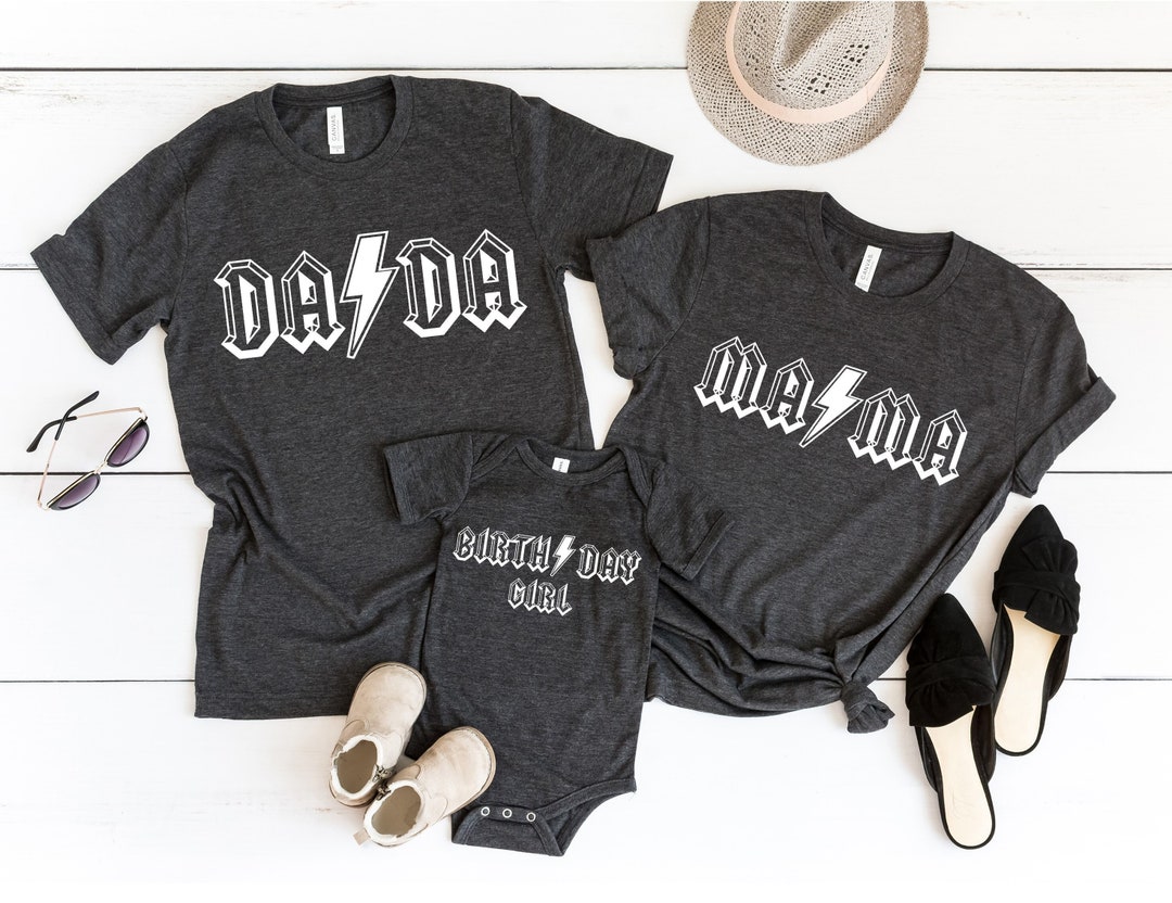 ACDC Birthday Family Shirts: Rocker Mama, Dada, Birthday Girl Matching ...