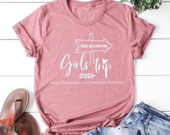 Girls Trip Destino Personalizado Grandes Recuerdos Risas Tiempos 2024 Camisetas, Besties Shirt, Best Trip Forever, Hermanas Amigas Tee Regal