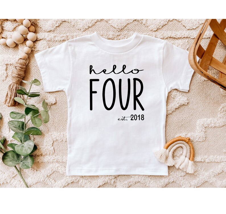 Camisa Hello Four Est 2021, Camisa de 4º Cumpleaños, Regalo de Cumpleaños de Cuatro Años imagen 5