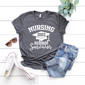 Nursing School Survivor Tee, Nurse Graduation Gift Shirt image 6