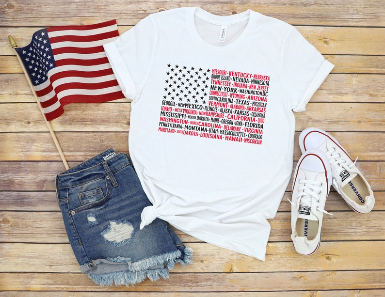 American Flag States Tee: Patriotic 4th of July T-Shirt bild 2
