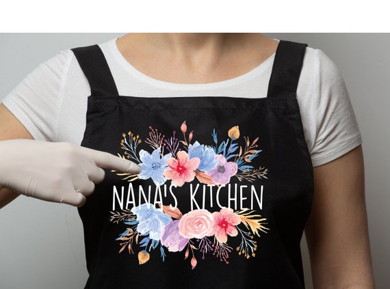 Personalized Floral Kitchen Apron: Custom Cooking Gift
