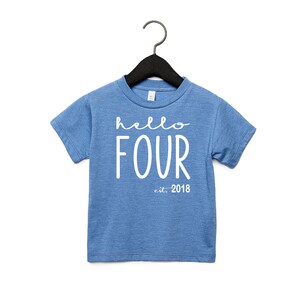 Camisa Hello Four Est 2021, Camisa de 4º Cumpleaños, Regalo de Cumpleaños de Cuatro Años imagen 6
