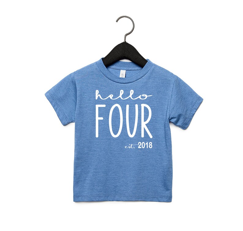 Camisa Hello Four Est 2021, Camisa de 4º Cumpleaños, Regalo de Cumpleaños de Cuatro Años imagen 6