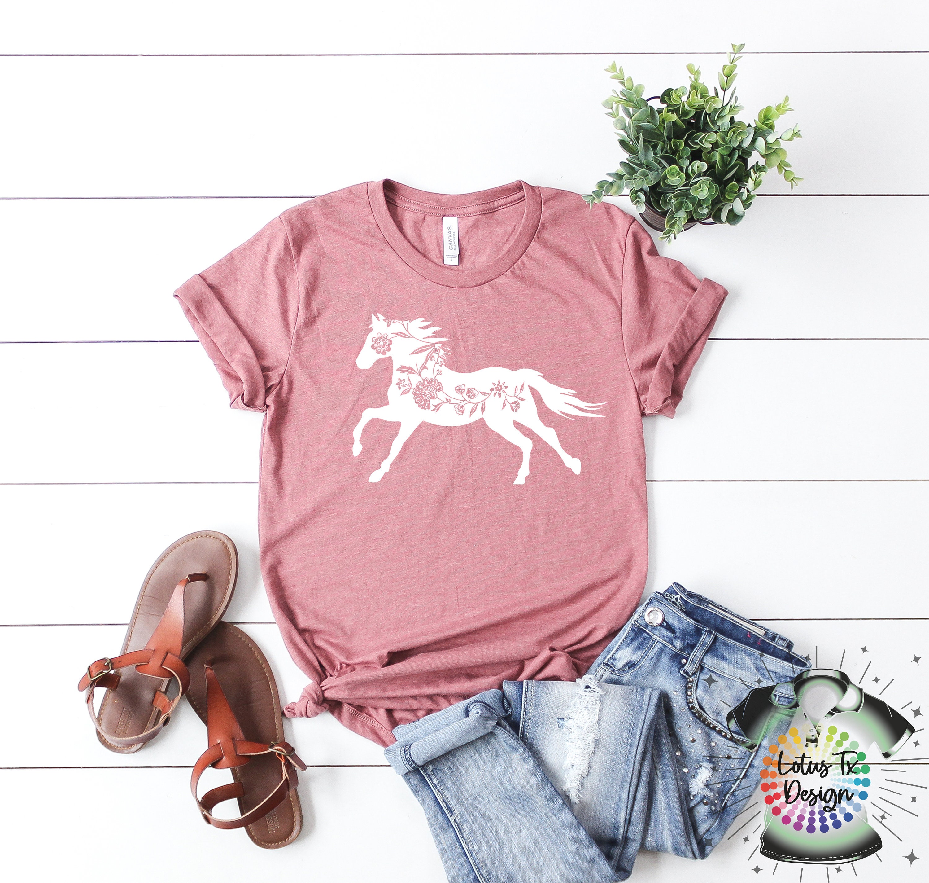 Floral Horse Shirt Horse Lover Shirt Floral Shirt Country Etsy