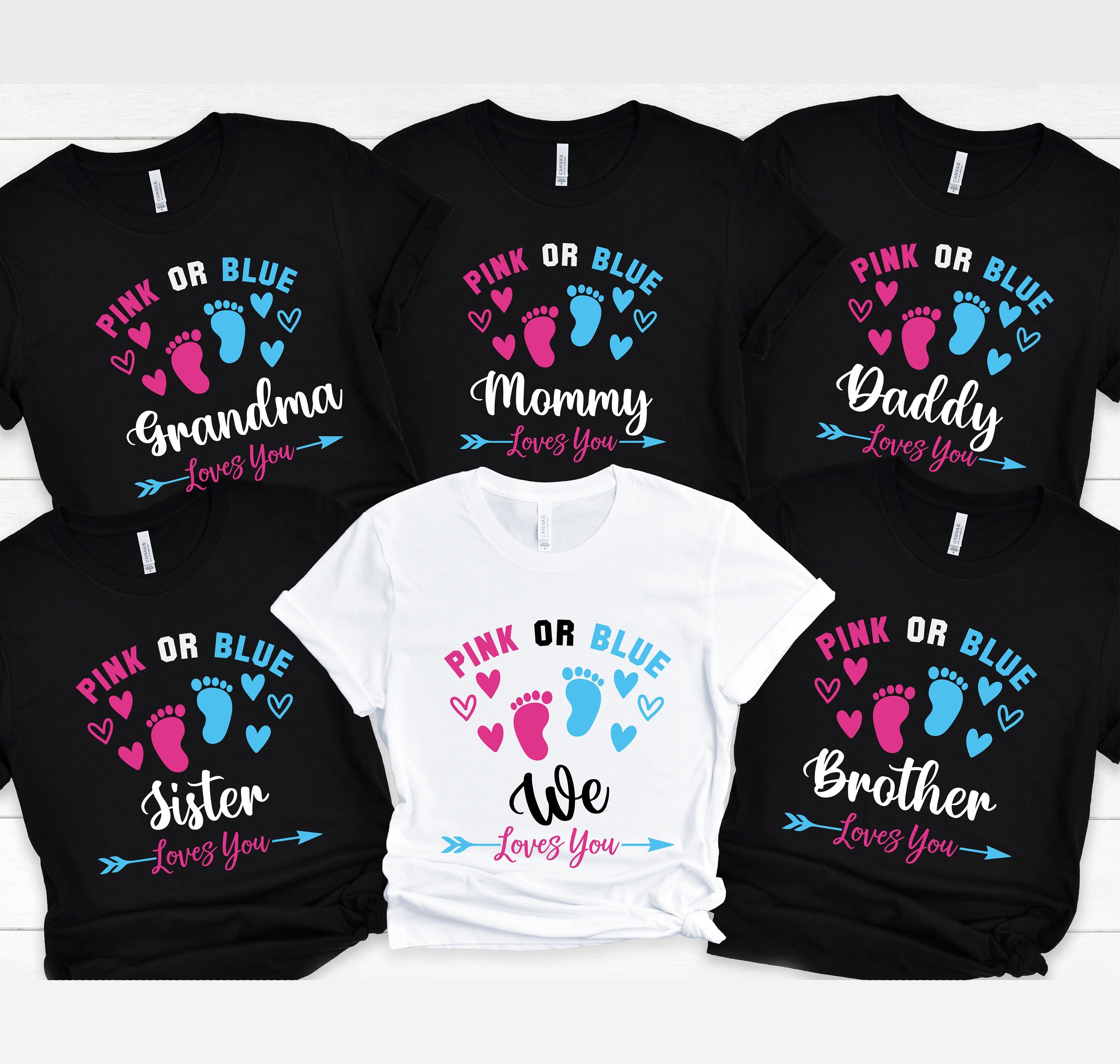 Gender Reveal | Pink Or Blue Mommy Loves You T-Shirts Family Gender Reveal | Pink Or Blue Mommy Loves You T-Shirts Family