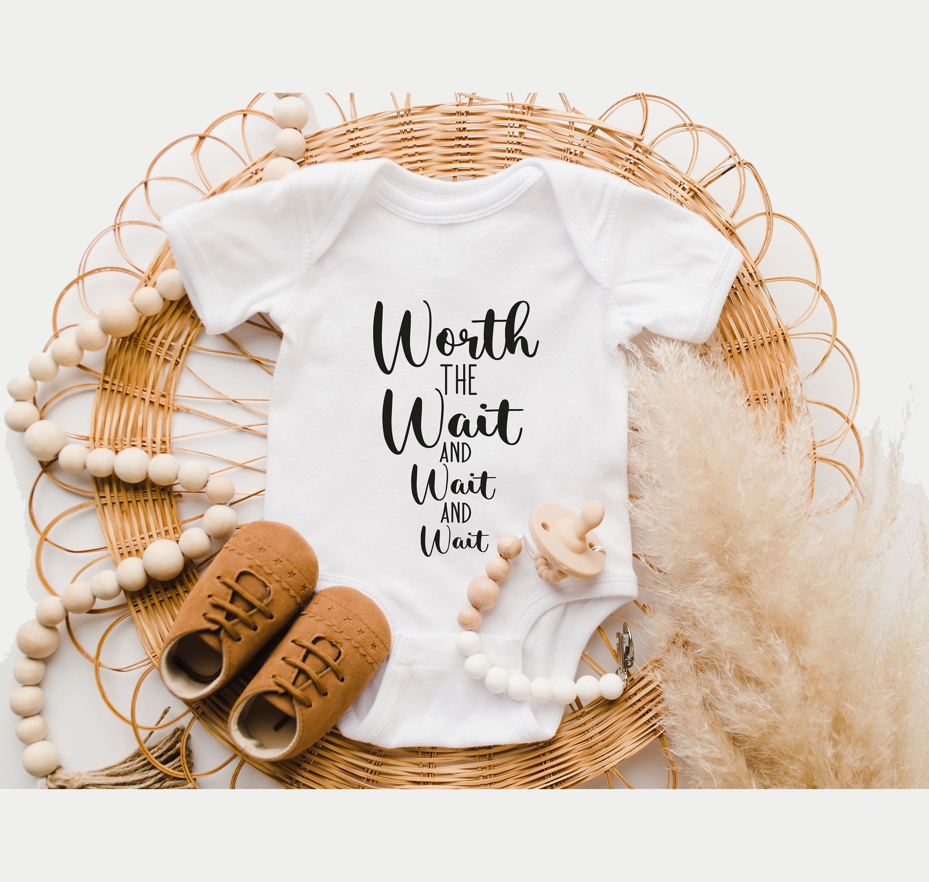 Discover Worth the wait IVF Onesie, Pregnancy Announcement Onesie