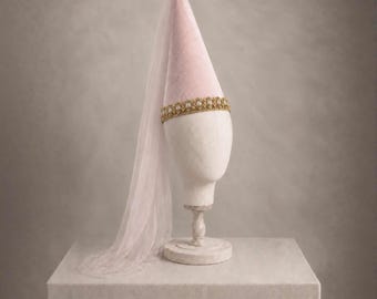 Jeweled Medieval Women's Costume Hat, Renaissance Princess Hat  - Pink